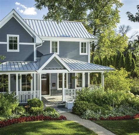 exterior house colors with silver metal roof|metal roof color combinations.